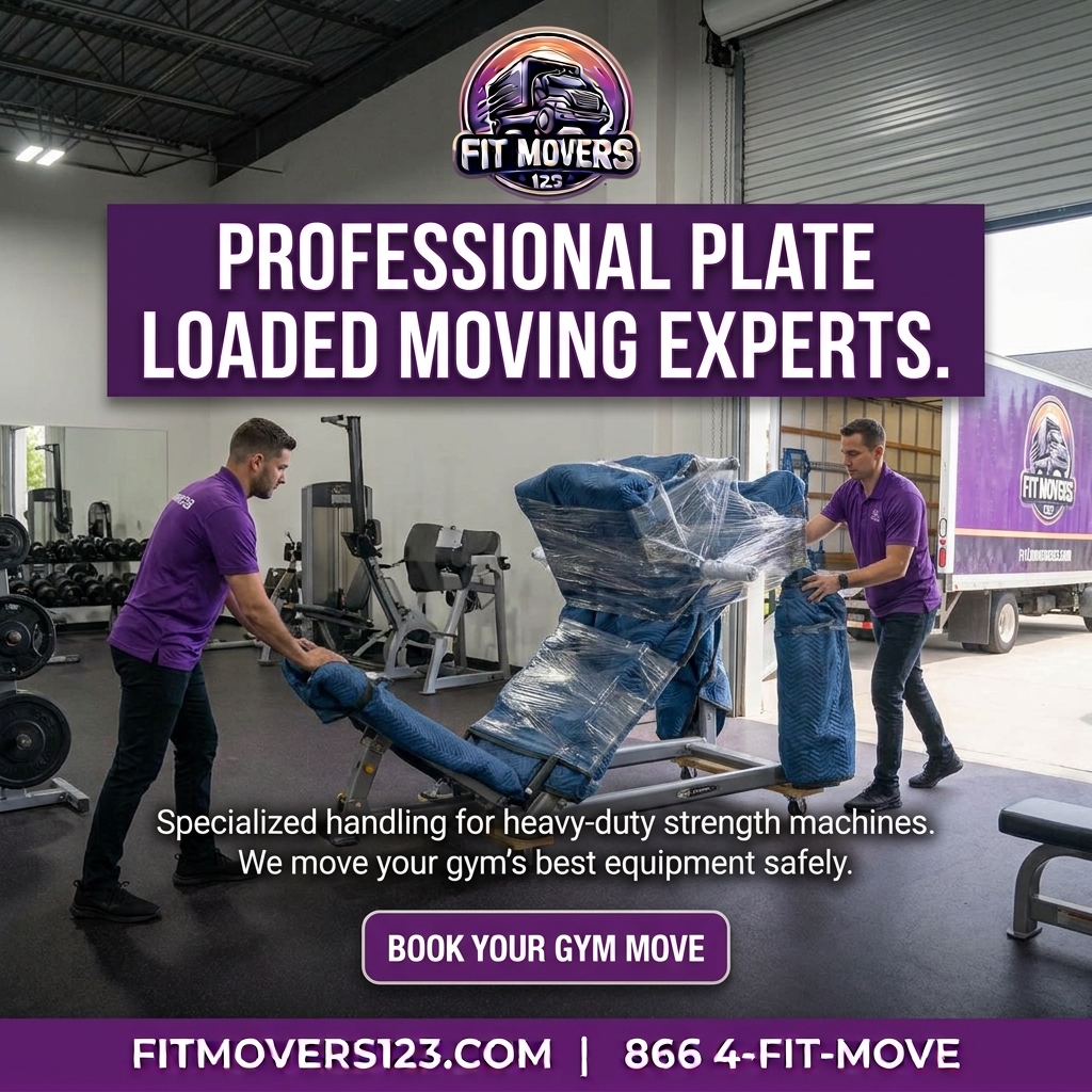 Professional plate-loaded machine moving and installation services by FitMovers123